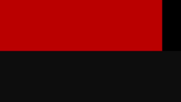 Червоний і чорний прапор України з'являється на чорному тлі. Кров і земля. Перехід відео. — стокове відео