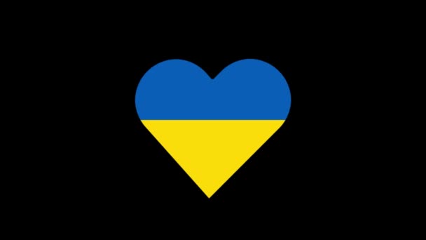 Coeur dans la couleur du drapeau ukrainien apparaît sur un fond noir. soutien à l'Ukraine et à la population ukrainienne pendant la guerre. — Video