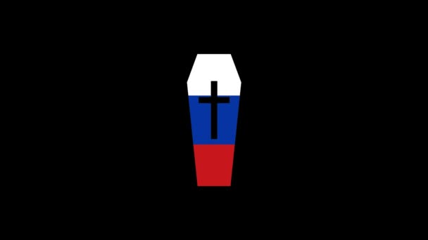 Kista i färgerna på den ryska flaggan på en svart bakgrund. den ryska soldatens samtycke. — Stockvideo