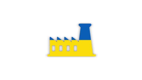 Nuclear power plant in the colors of the Ukrainian flag appears on a white background. the beginning of the war between Ukraine and Russia. — Stock Video