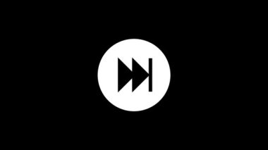 Siyah arkaplanda geri sarma düğmesinin beyaz resmi.