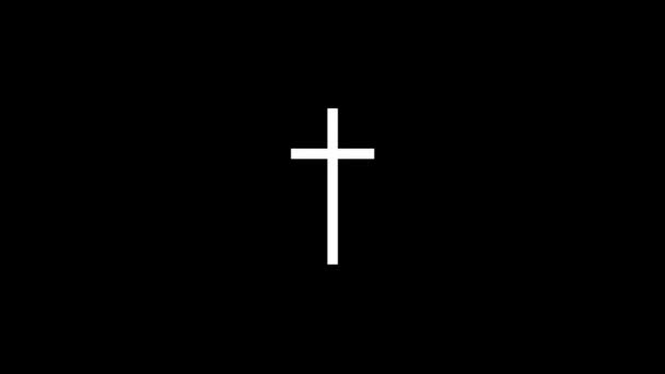 White picture of cross on a black background. — Stock Video