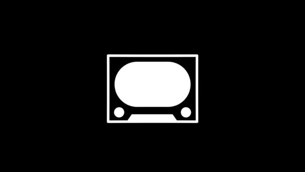 Λευκή εικόνα της παλιάς τηλεόρασης σε μαύρο φόντο. — Αρχείο Βίντεο