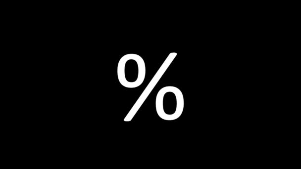 Cuadro blanco del porcentaje sobre fondo negro. — Vídeo de stock