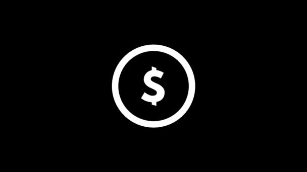 Bílý obrázek mince na černém pozadí. — Stock video