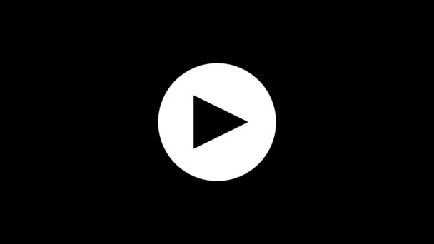 Immagine bianca del pulsante play su sfondo nero. — Video Stock