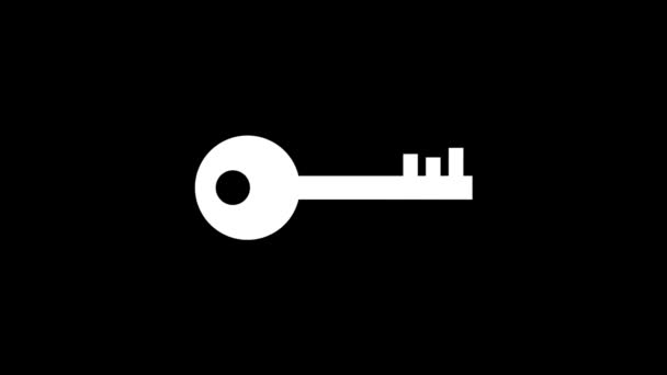 Witte afbeelding van de sleutel op een zwarte achtergrond. — Stockvideo