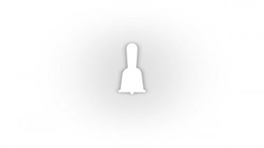 Beyaz arkaplanda izole edilmiş gölgesi olan beyaz el çan simgesi.