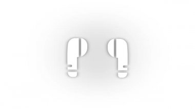 Beyaz arkaplanda gölge izole edilmiş beyaz kablosuz kulaklık simgesi.