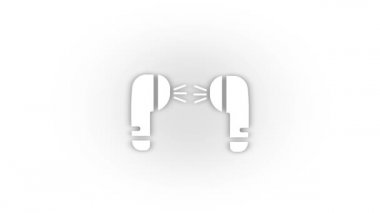 Kulaklık simgesinde beyaz müzik beyaz arkaplanda izole edilmiş gölge.