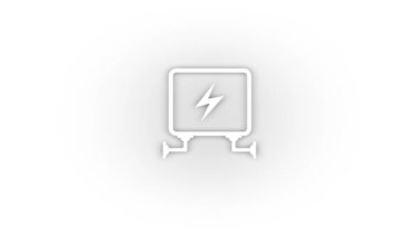 Beyaz arkaplanda gölgesi olan beyaz elektrik kalkanı simgesi.