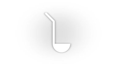 Beyaz arkaplanda izole edilmiş beyaz kepçe simgesi.