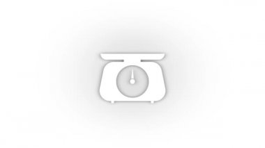 Beyaz arkaplanda izole edilmiş gölgesi olan beyaz ağırlık simgesi.