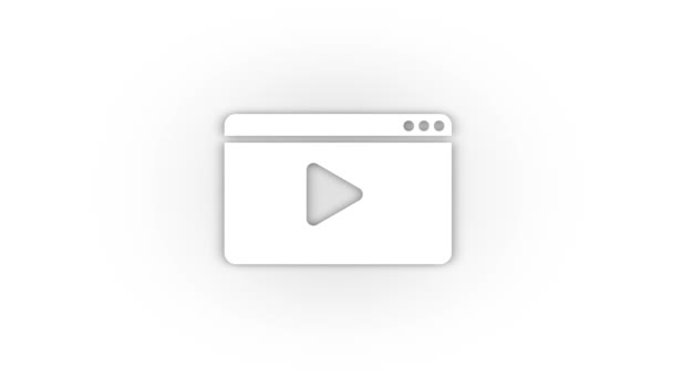 Witte videospeler pictogram met schaduw geïsoleerd op witte achtergrond. — Stockvideo