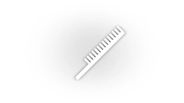 White comb icon with shadow isolated on white background. — Stock Video