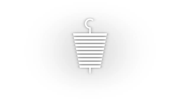 White grill icon with shadow isolated on white background. — Stock Video