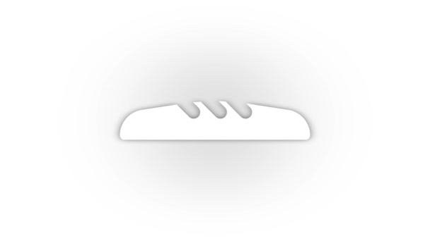 Icono de pan blanco con sombra aislada sobre fondo blanco. — Vídeo de stock
