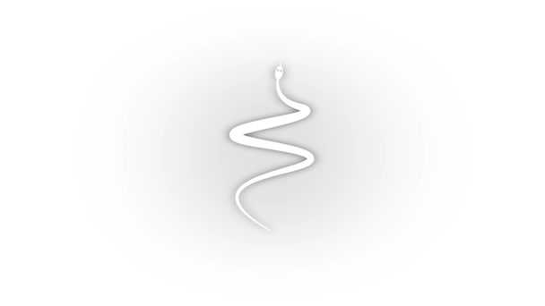 Icono de serpiente blanca con sombra aislada sobre fondo blanco. — Vídeo de stock