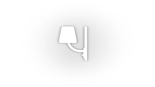 Icono de lámpara de pared blanca con sombra aislada sobre fondo blanco. — Vídeo de stock