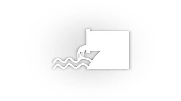 Weißes Kanalsymbol mit Schatten isoliert auf weißem Hintergrund. — Stockvideo