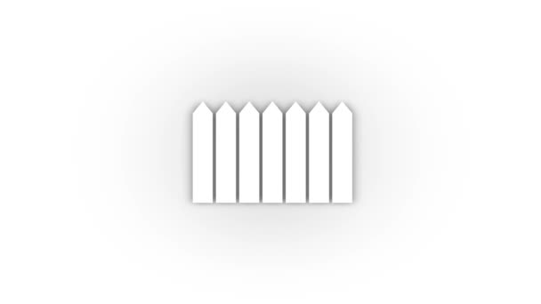 Icono de valla blanca con sombra aislada sobre fondo blanco. — Vídeo de stock