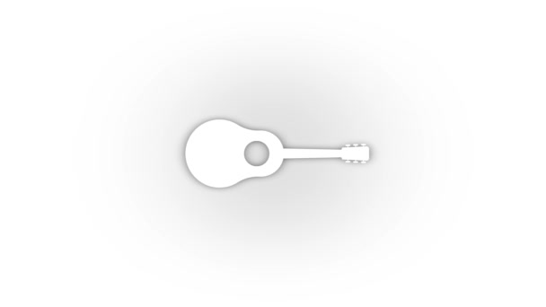 White guitar icon with shadow isolated on white background. — Stock Video