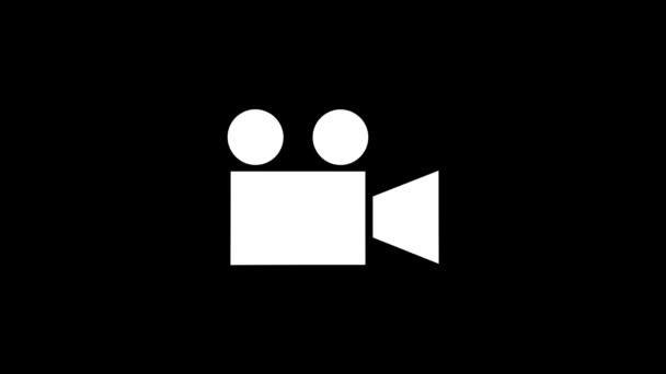 Imagem branca da câmera de vídeo em um fundo preto. — Vídeo de Stock