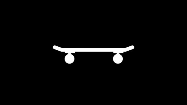 Immagine bianca di skateboard su sfondo nero. — Video Stock