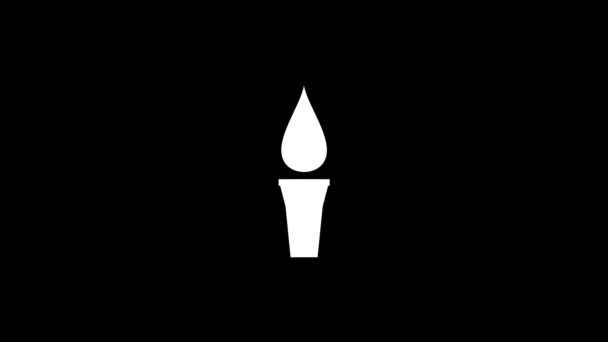 Bílý obrázek svíčky na černém pozadí. — Stock video