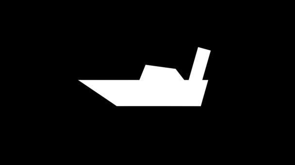 White picture of yacht on a black background. — Stock Video