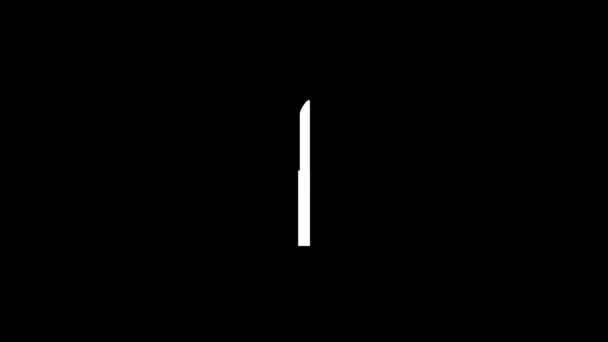 Cuadro blanco del cuchillo de mesa sobre fondo negro. — Vídeos de Stock