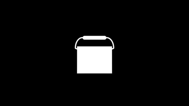 Bílý obrázek kbelíku na černém pozadí. — Stock video