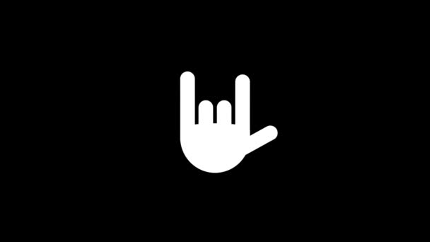 Imagem branca do sinal de cabra com a mão em um fundo preto. — Vídeo de Stock