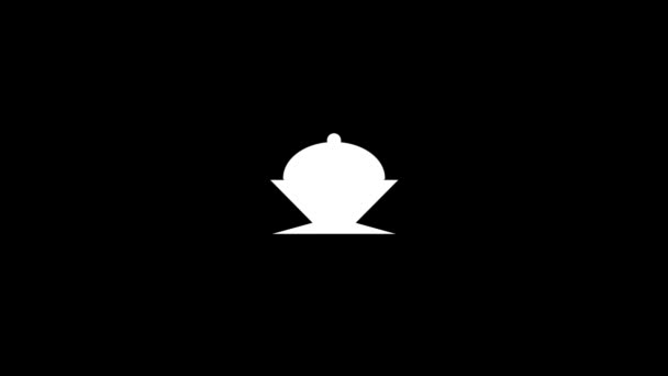 Weißes Bild des Tellers auf schwarzem Hintergrund. — Stockvideo