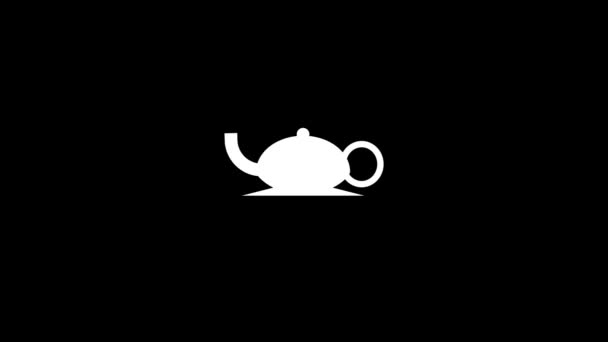 Біла картина чайника на чорному тлі . — стокове відео