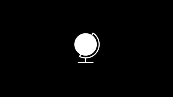 Imagen blanca del globo sobre un fondo negro. — Vídeo de stock