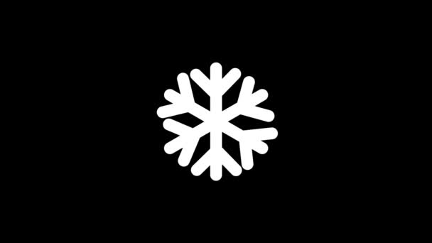 White picture of snowflake on a black background. — Stock Video