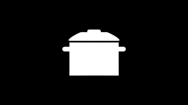 White picture of kitchen saucepan on a black background. — Stock Video