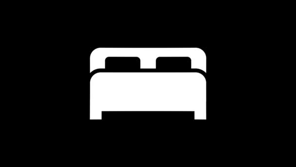 White picture of bed on a black background. — Stock Video