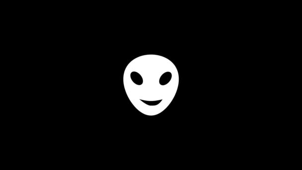 White picture of alien on a black background. — Stock Video