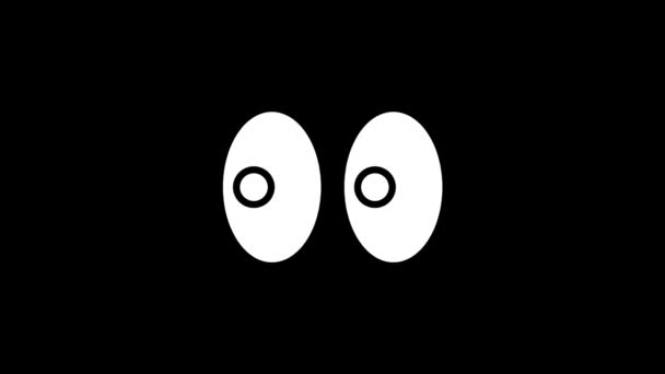 Біла картина очей, що дивиться ліворуч на чорному тлі . — стокове відео