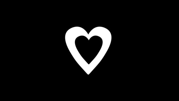 Immagine bianca del cuore su sfondo nero. — Video Stock