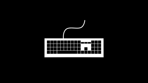 White picture of keyboard on a black background. — стоковое видео