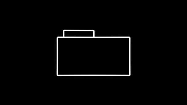 Immagine bianca della cartella su sfondo nero. — Video Stock