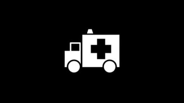 Siyah arka planda beyaz ambulans resmi.
