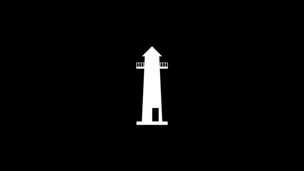 White picture of lighthouse on a black background. — Stock Video