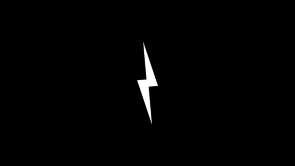 Immagine bianca di un fulmine su uno sfondo nero. — Video Stock