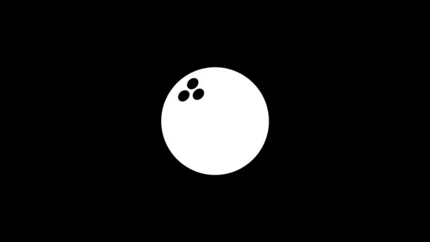 Λευκή εικόνα της μπάλας για μπόουλινγκ σε μαύρο φόντο. — Αρχείο Βίντεο
