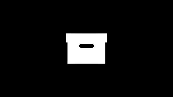 Bílý obrázek krabice na černém pozadí. — Stock video