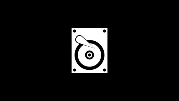 Hvitt bilde av harddisken på svart bakgrunn. – stockvideo